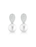 Orecchini Lelune Glamour - Luxury con Perle Freshwater 7.5-8 mm e Zirconi Bianchi - LGEA06