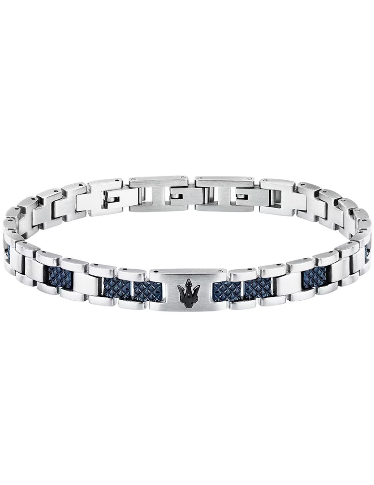 Bracciale Maserati - Iconic - Elementi Blu - Tridente Nero -JM225AVD87