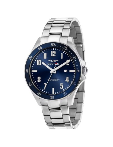 Men's Sector Watch - 230-Time & Date-Silver-43mm-Blue-R3253161055