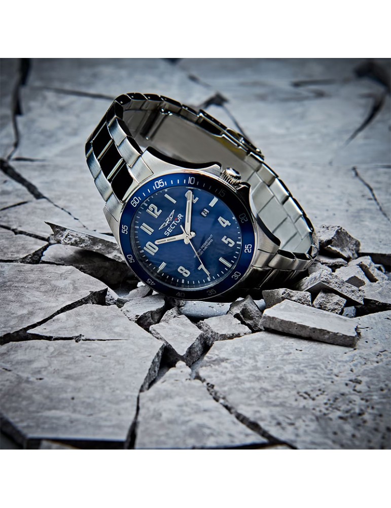 Orologio Sector da Uomo - 230-Tempo e Data-Silver-43mm-Blu-R3253161055