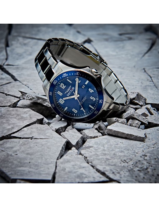 Men's Sector Watch - 230-Time & Date-Silver-43mm-Blue-R3253161055