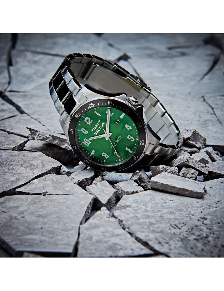Sector Watch - 230 - Time and Date - Silver - 43mm-Green-R3253161056