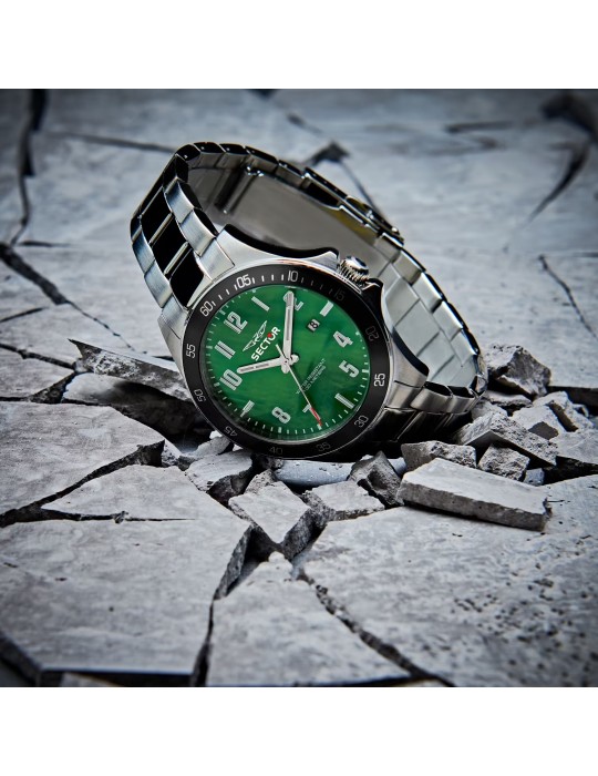 Sector Watch - 230 - Time and Date - Silver - 43mm-Green-R3253161056