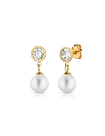Lelune Glamour Earrings - Luxury 925% Gold Plated Silver with Freshwater Pearls and White Zircons - 0