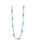 Collana Lelune Glamour - Spring con Occhio di Gatto Azzurro, Cristalli di Rocca e Perle d’Acqua Dolce - LGNK405.2