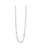 Lelune Glamour Necklace - Spring with Pink Cat's Eye, Rock Crystals and Freshwater Pearls - 0