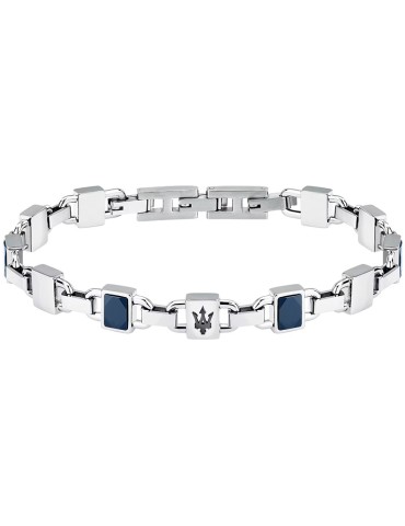 Maserati Bracelet - Ceramic - Black Trident - Blue Inserts -JM424ATZ42