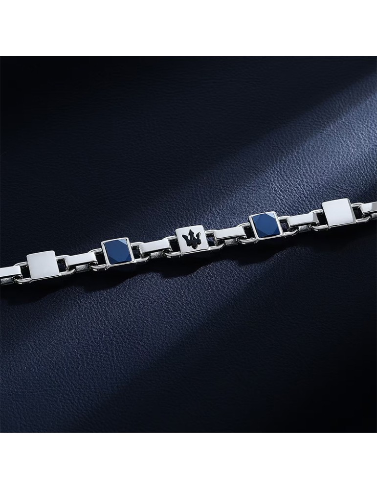 Bracciale Maserati - Ceramic - Tridente Nero - Inserti Blu -JM424ATZ42