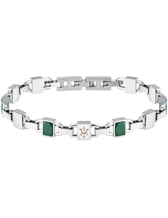 Maserati Bracelet - Rose Gold Trident - Green Inserts - JM424ATZ43