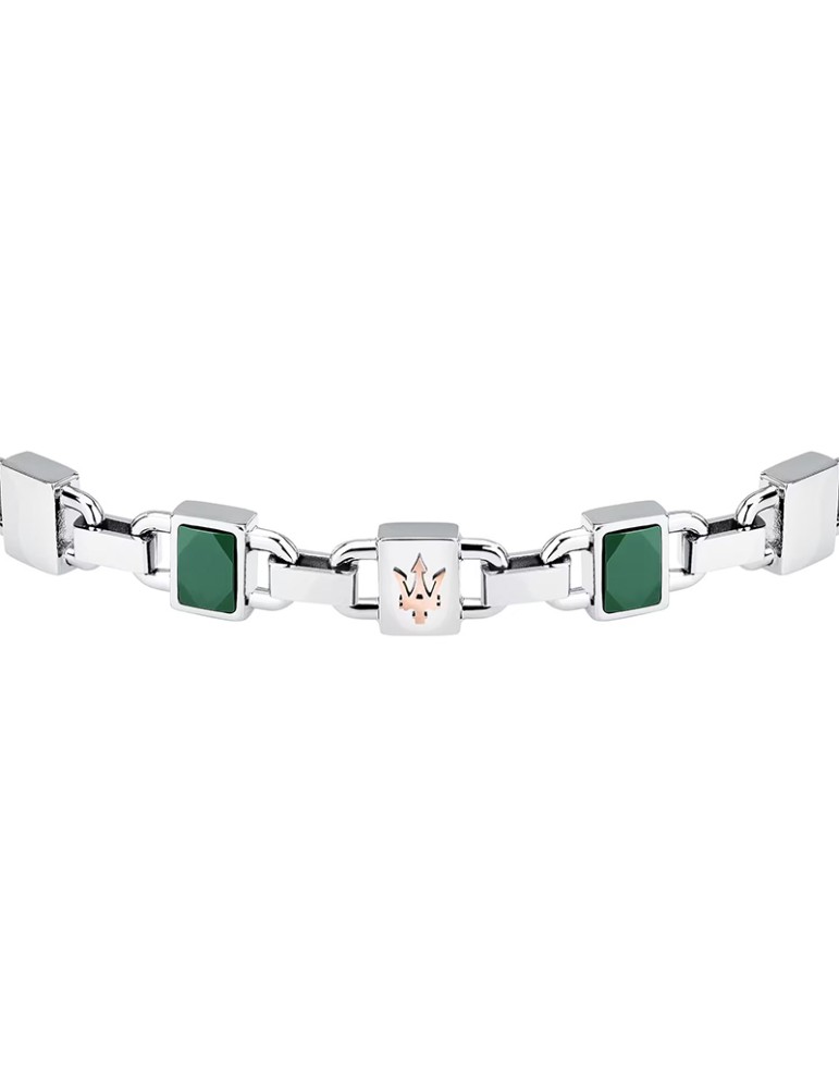 Bracciale Maserati - Tridente Rose Gold - Inserti Verdi - JM424ATZ43