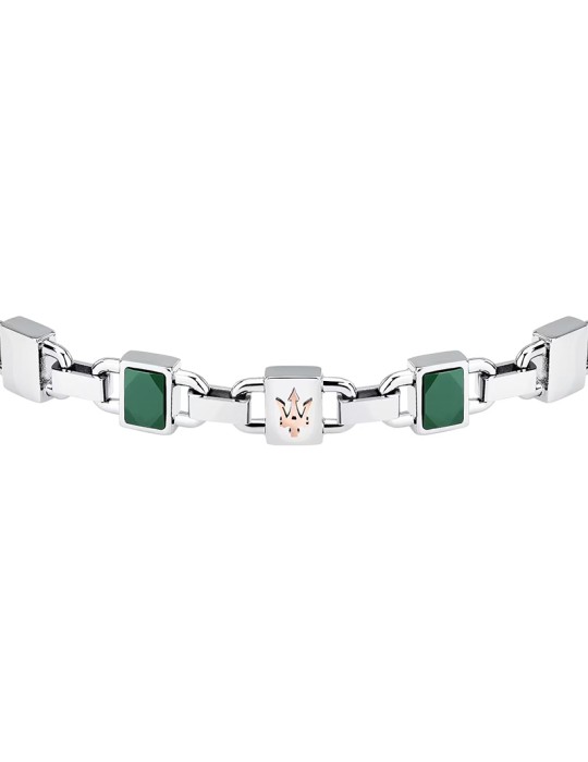 Maserati Bracelet - Rose Gold Trident - Green Inserts - JM424ATZ43