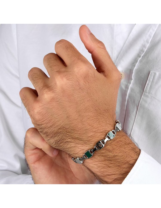 Bracciale Maserati - Tridente Rose Gold - Inserti Verdi - JM424ATZ43