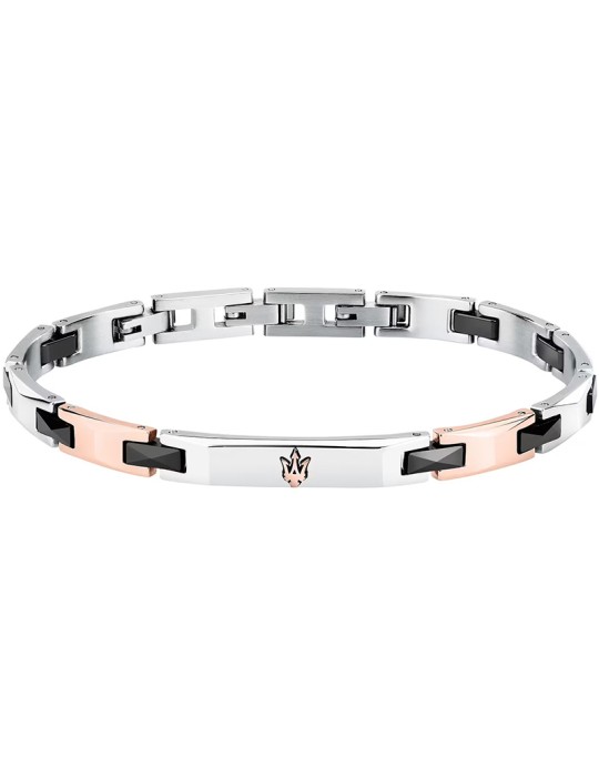 Maserati Bracelet - Black Inserts - Rose Gold Links - JM424ATZ50