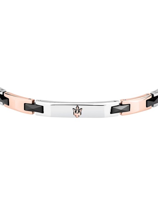 Maserati Bracelet - Black Inserts - Rose Gold Links - JM424ATZ50
