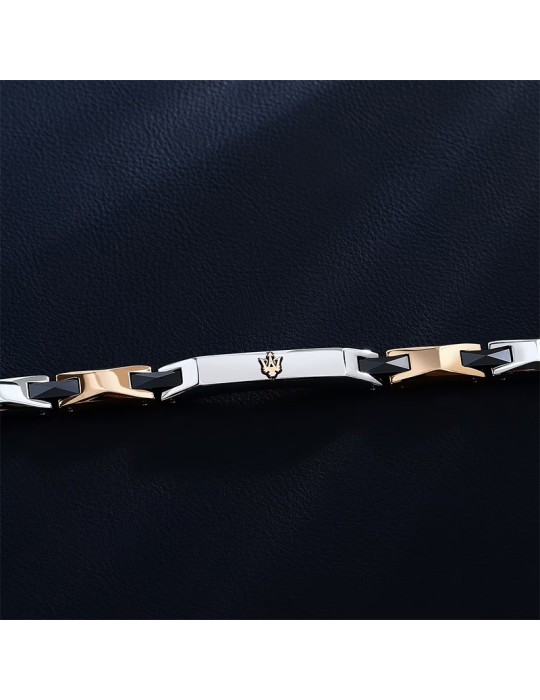 Bracciale Maserati - Inserti Neri- Maglie Rose Gold - JM424ATZ50