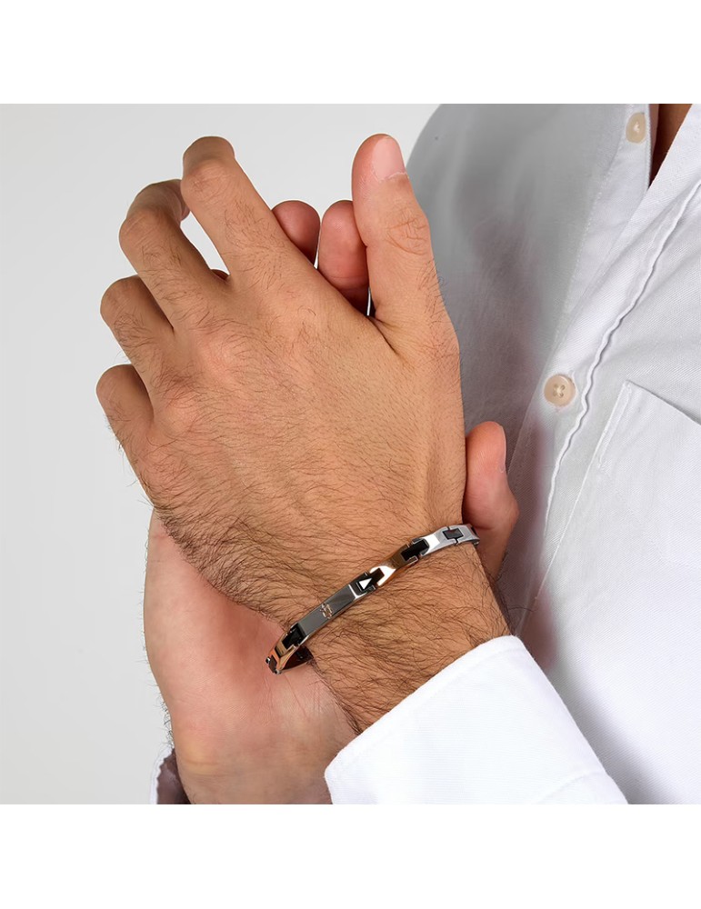 Bracciale Maserati - Inserti Neri- Maglie Rose Gold - JM424ATZ50