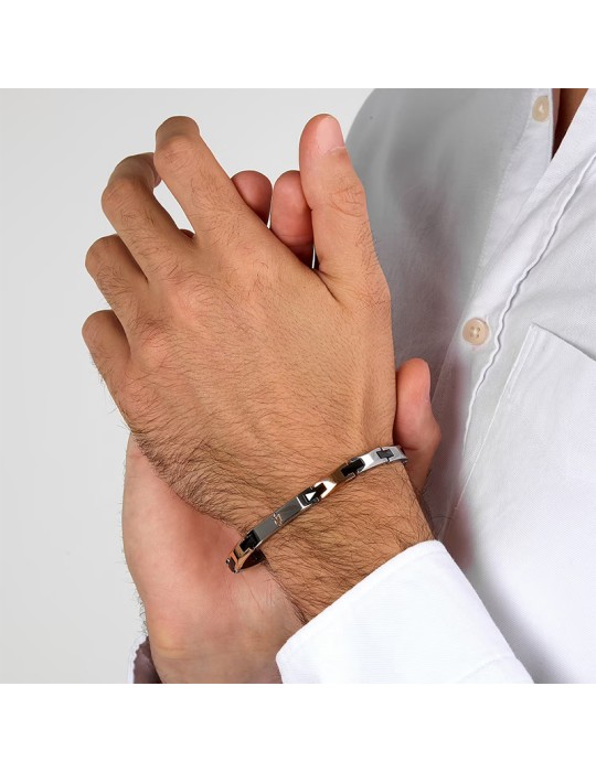 Bracciale Maserati - Inserti Neri- Maglie Rose Gold - JM424ATZ50