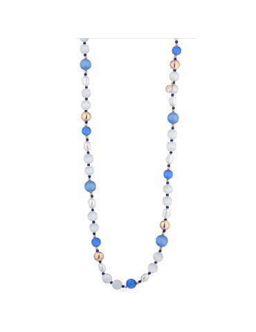 Lelune Glamour Necklace - Spring with Blue Cat's Eye, Rock Crystals and Freshwater Pearls - LGNK406.3