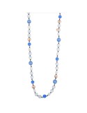 Lelune Glamour Necklace - Spring with Blue Cat's Eye, Rock Crystals and Freshwater Pearls - LGNK406.3