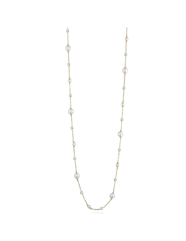 Collana Lelune Glamour - Luxury Lunga con Perle Freshwater e Zirconi - LGNK701.2