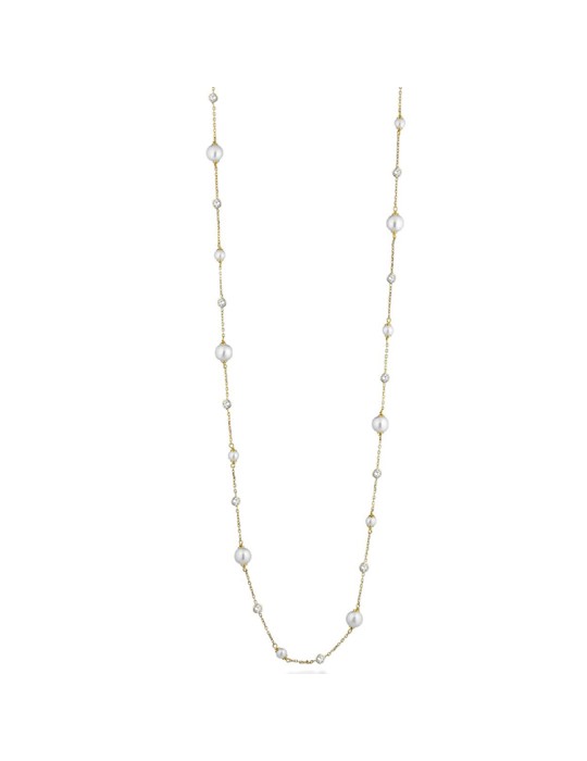 Collana Lelune Glamour - Luxury Lunga con Perle Freshwater e Zirconi - LGNK701.2