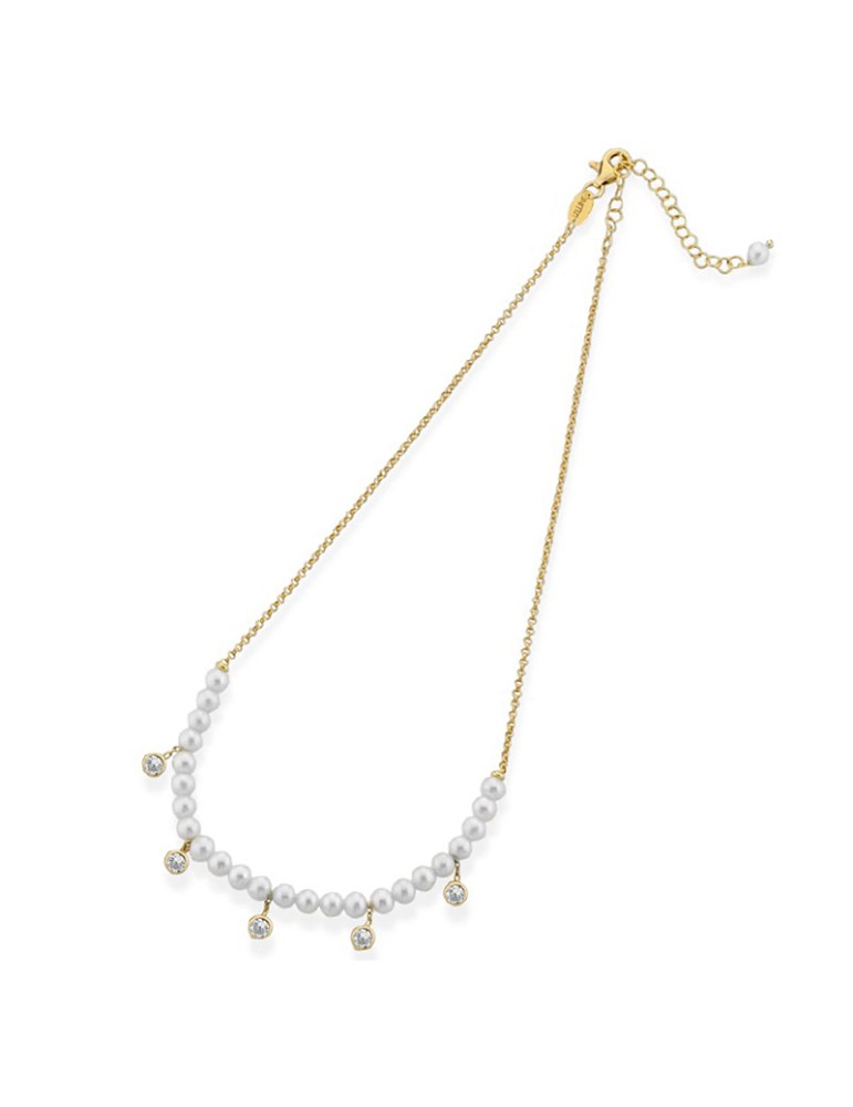 Lelune Glamour Necklace - Luxury with Freshwater Pearl Crescent and Zirconia - LGNK703.2