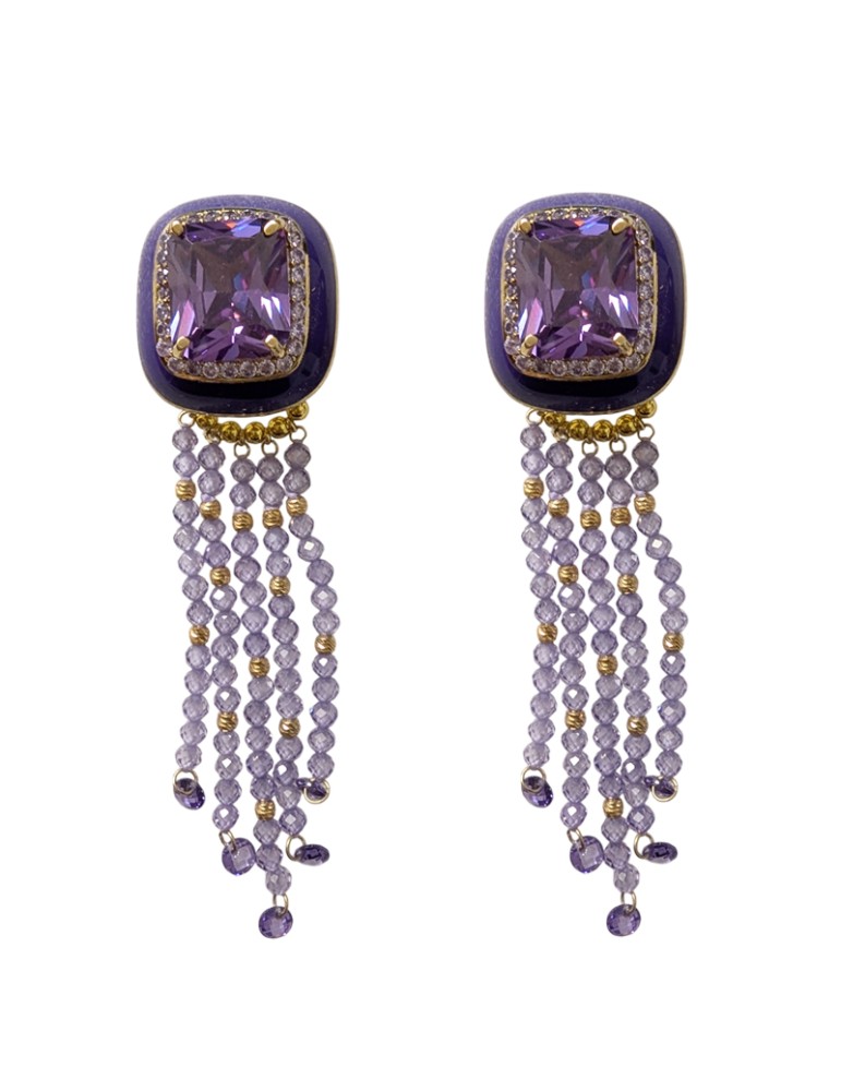 Orecchini Giadan-Mariquita-Argento 925% Dorato-Zirconi Viola-GIADAN57