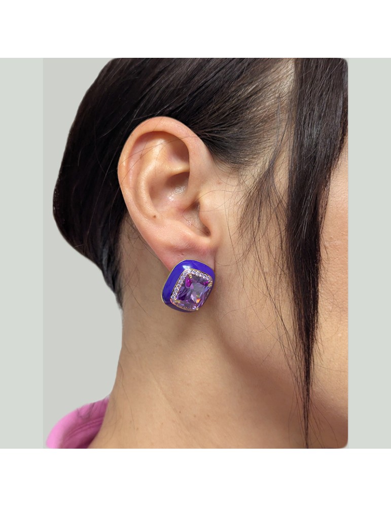 Orecchini Giadan-Mariquita-Argento 925% Dorato-Zirconi Viola-GIADAN57