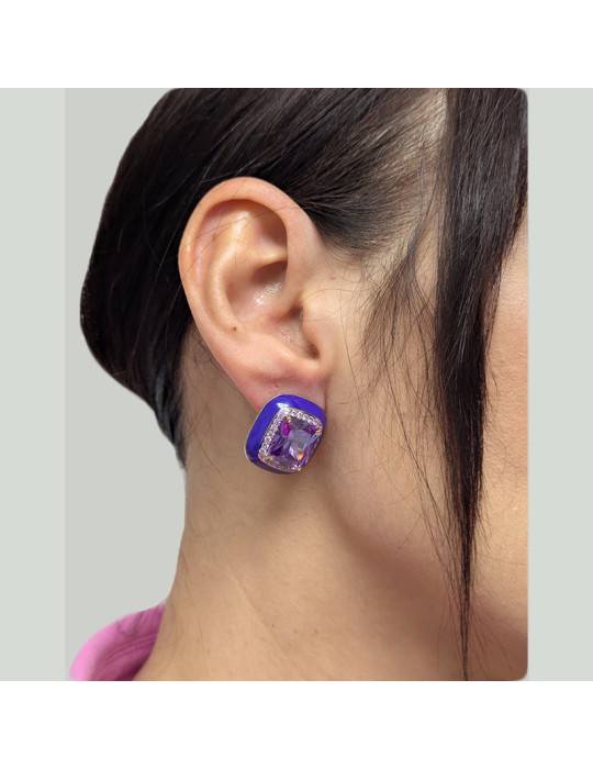 Jadan-Mariquita Earrings-925% Silver Golden-Purple Zircons-GIADAN57