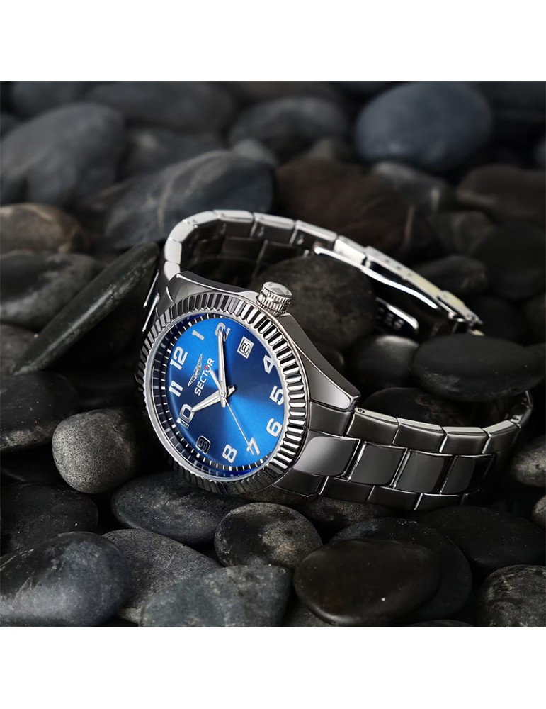 Orologio Sector - 240 - Tempo e Data - Silver - 39mm - Blu-R3253240019