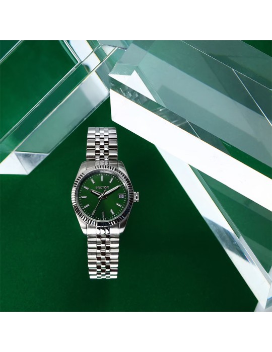 Orologio Sector - 240 - Tempo e Data - Silver - 32mm-Verde-R3253240513