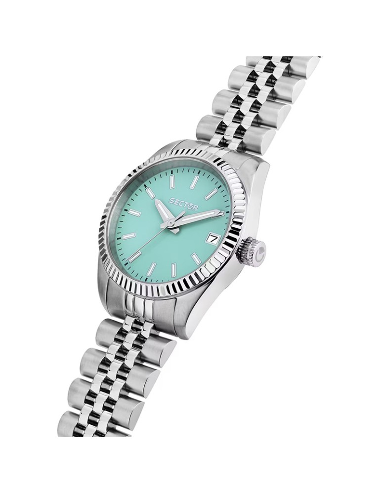 Sector Watch - 240 - Time & Date -Silver-32mm-Turquoise-R3253240515