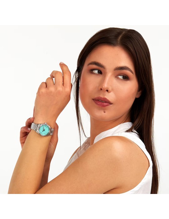 Sector Watch - 240 - Time & Date -Silver-32mm-Turquoise-R3253240515