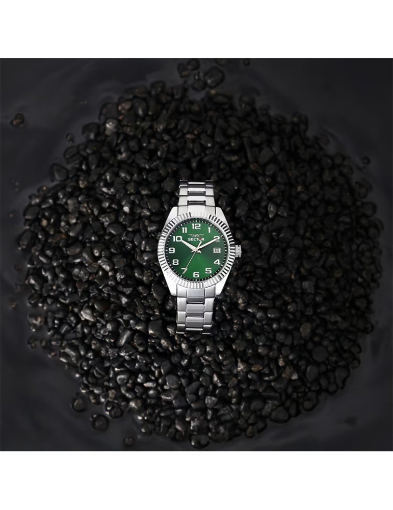 Orologio Sector - 240 - Tempo e Data - Silver - 39mm-Verde-R3253240016