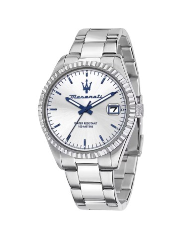 Orologio Maserati - Tempo e Data -Silver-43mm-Dettagli Blu-R8853100045