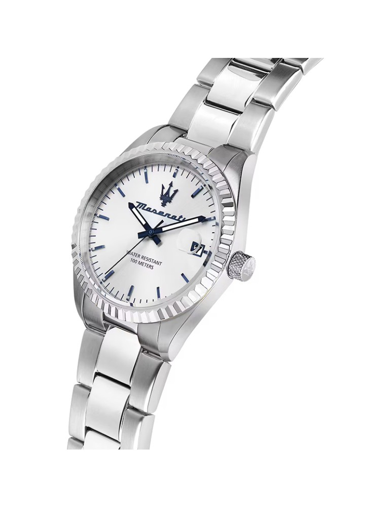 Orologio Maserati - Tempo e Data -Silver-43mm-Dettagli Blu-R8853100045