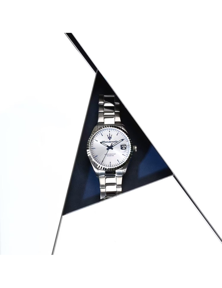 Orologio Maserati - Tempo e Data -Silver-43mm-Dettagli Blu-R8853100045