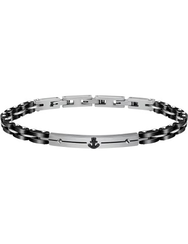 Bracciale Sector - Acciaio - Maglie Nere - Ancora Centrale - SAFR13