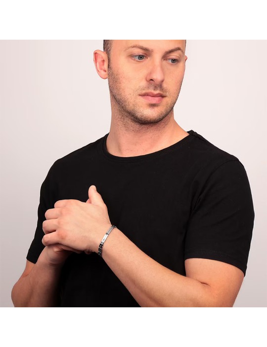 Bracciale Sector - Acciaio - Maglie Nere - Ancora Centrale - SAFR13