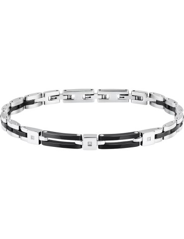Sector Bracelet - Ceramic - Steel - Black Links - Diamonds - SAFR44