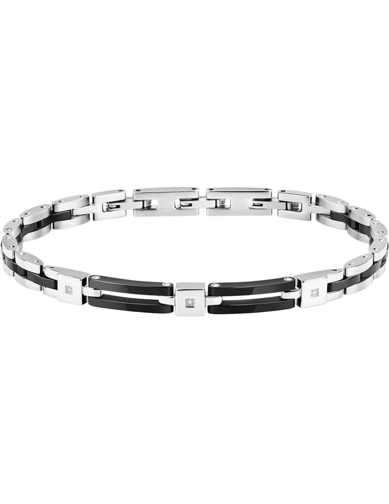 Sector Bracelet - Ceramic - Steel - Black Links - Diamonds - SAFR44