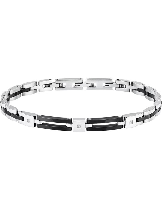 Bracciale Sector - Ceramic - Acciaio - Maglie Nere - Diamanti - SAFR44