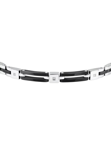Sector Bracelet - Ceramic - Steel - Black Links - Diamonds - SAFR44 2