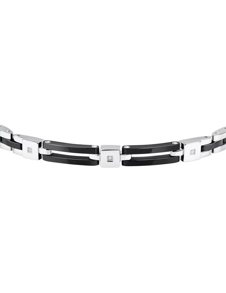 Sector Bracelet - Ceramic - Steel - Black Links - Diamonds - SAFR44