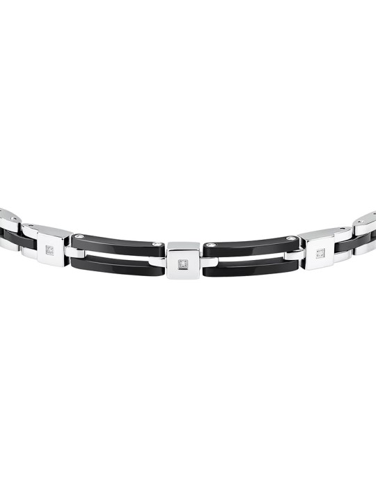 Bracciale Sector - Ceramic - Acciaio - Maglie Nere - Diamanti - SAFR44