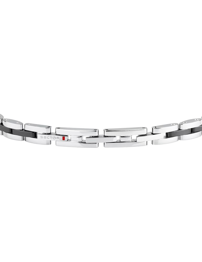Sector Bracelet - Ceramic - Steel - Black Links - Diamonds - SAFR44