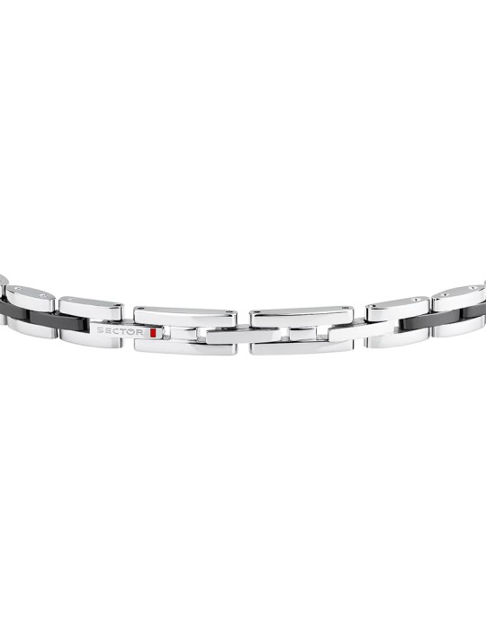 Sector Bracelet - Ceramic - Steel - Black Links - Diamonds - SAFR44