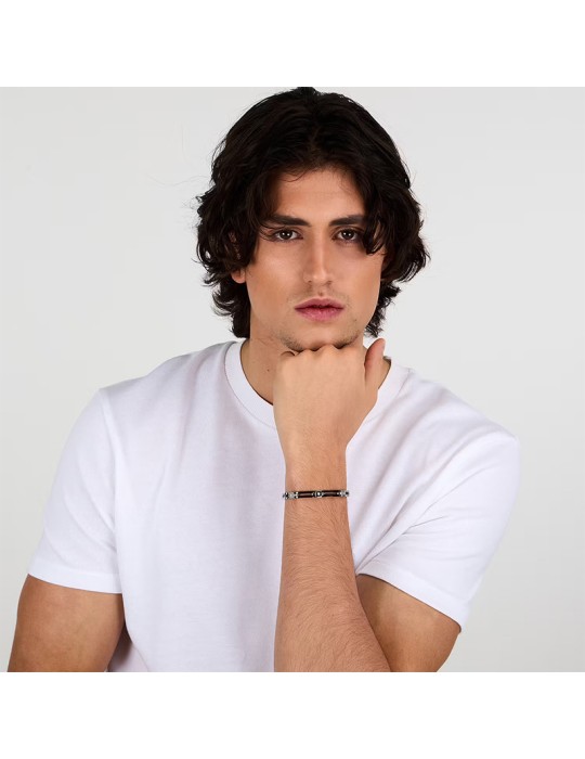 Bracciale Sector - Ceramic - Acciaio - Maglie Nere - Diamanti - SAFR44