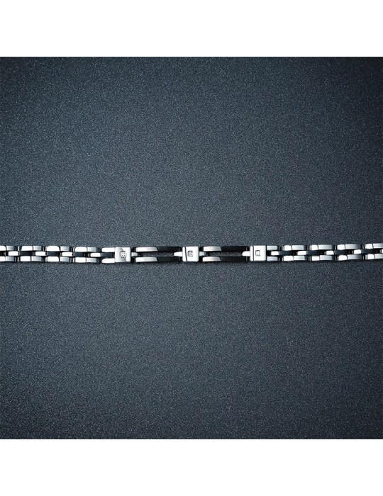 Sector Bracelet - Ceramic - Steel - Black Links - Diamonds - SAFR44