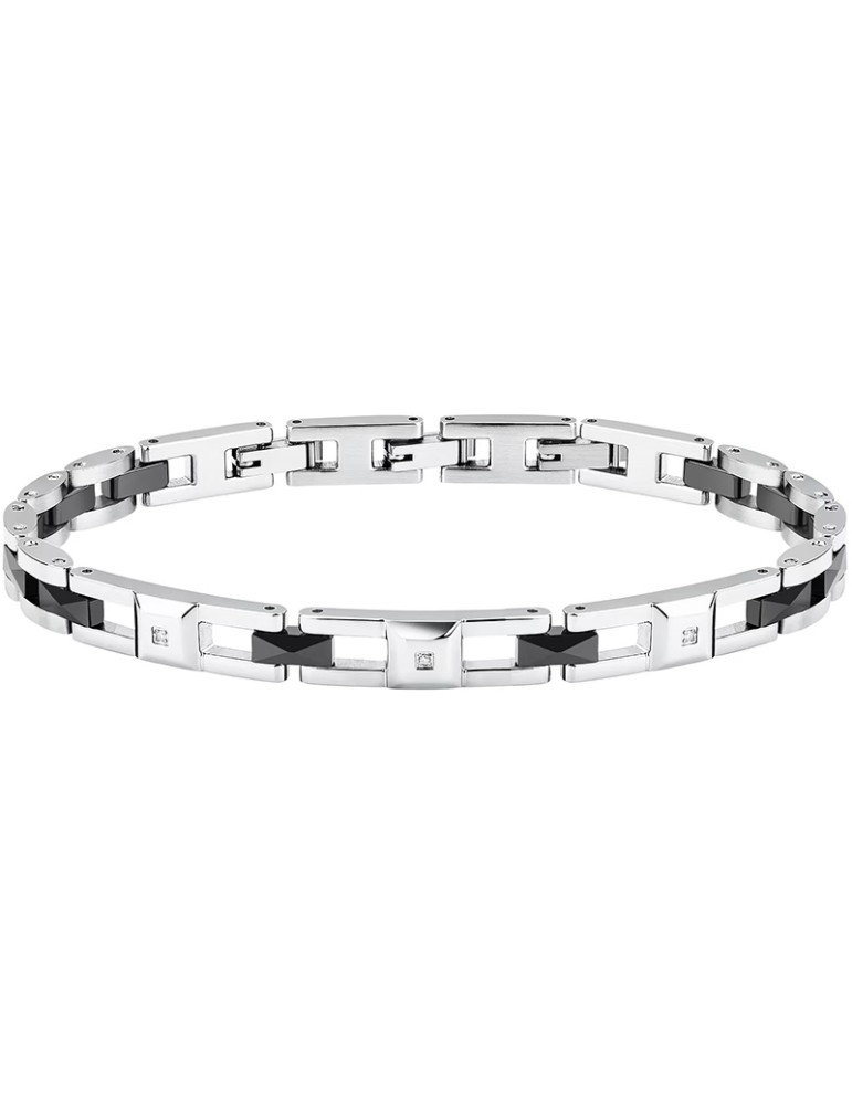Sector Bracelet - Steel - Black Joints - Diamonds 0.0135 ct-SAFR45